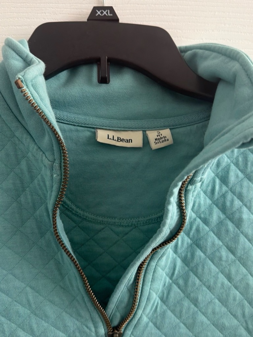 L.L. Bean Quilted Half-Zip Pullover in Seafoam